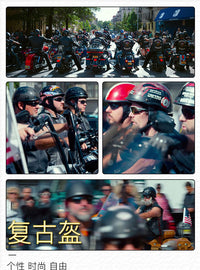 HZR超轻碳纤维头盔男摩托车半盔夏季踏板巡航复古机车哈雷瓢盔3C