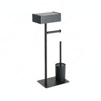 Toilet Paper Stand with Brush and Shelf Stable Design for Renters