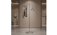 Clothing Display Rack with Side Arm Floor-Standing Stainless Steel Clothes Rack Space-Saving Adjustable Garment Stand for Livestreamers, Retail Stores