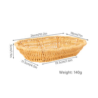 Oval Rattan Basket Natural Finish Serving Tray Low-Height