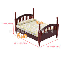 6-Piece 1:12 Scale Wooden Dollhouse Miniature Bedroom Furniture Set in Mahogany Color