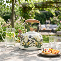 3L whistling Kettle with Wood-Grain Handle Stainless Steel Tea Kettle with Whistle Firm Hold for Stove, Kitchen