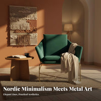 Upholstered Open-Frame Armchair Nordic design Single-Seater with Metal Frame Minimalist Design Plush pads for Office, Bedroom