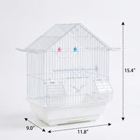 House Roof Small Bird Cage, Iron Wire Parakeet Cage for Budgie Parakeet, Secure Finch Cage with Removable Tray, Habitat for Finch Canary and Pets
