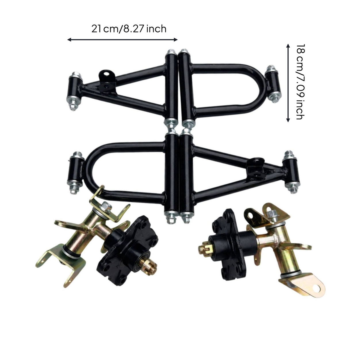 Complete Front Shock Absorption System Assembly Upper Shock Absorption System Kit with Hollow Arms Bolt-on Vehicle Parts off-Road for DIY Builders