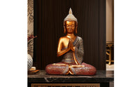 Gold Thai Buddha Statue Ornate Buddha Statue Praying Sculpture Lustrous for Buddhists, Collectors, Meditation Room, Entryway, Office