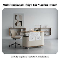 1 Rotating Tea Trolley Cabinet with Swivel Table Mobile Side Table Storage and Rolling Casters Modern Minimalist Style Suitable for Apartment Dwellers Living Room Balcony