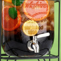 Large Capacity Glass Beverage Dispenser with Hammered Texture, High Borosilicate Drink Dispenser, Juice and Water Dispenser with Metal Stand