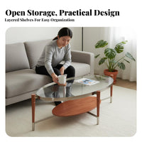 Glass Top Coffee Table Nordic Design Sculptural Base Glass Table Creative Easy to Clean for Interior Designers, Families, Office