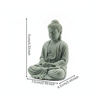 Seated Buddha Figurine Green Sandstone Style Home Decoration Matte Finish