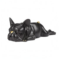 Reclining Canine Figure Statue Matte Finish Desktop Dog Decor Hollow Top
