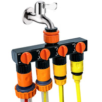 1-to-4 Water Flow Splitter with Valve, Garden Hose Connector