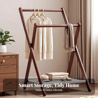 Twin-Leg Clothes Rack with Shelf Side hangers Clothing Organizer Large Capacity