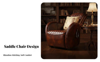 Leather Cradled Chair Vintage Aesthetic Armchair Designer Model Exquisite Stitching for Adults, Lounge Area, Perusing Corner
