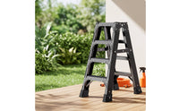 Wide Double-Sided Step Ladder Reinforced Carbon Steel Ladder Anti-Slip Heavy Duty for Homeowners