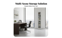 Modular Design Glass Door Showcase Anti-Rust Glass Door Cabinet Heavy-Duty Bookcase Adjustable Shelves for Book Lovers, Homeowners, Collectors, Study Room, Home Office, Bedroom, Retail Areas