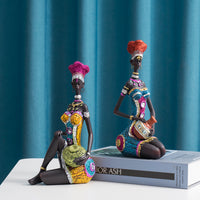 African Woman Resin Figurine for Home Decor, Modern Art Style