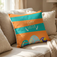 Easter Egg Pillow Cover Happy Easter Pillowcase Spring Home Decor Zipper Decorative Pillowcase for Holiday, Car, Bedroom, Office