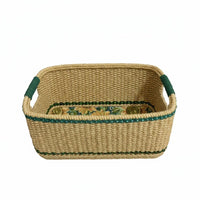 Woven Golden Bloom Tray With Handles Golden Bloom Print Rectangular Basket
