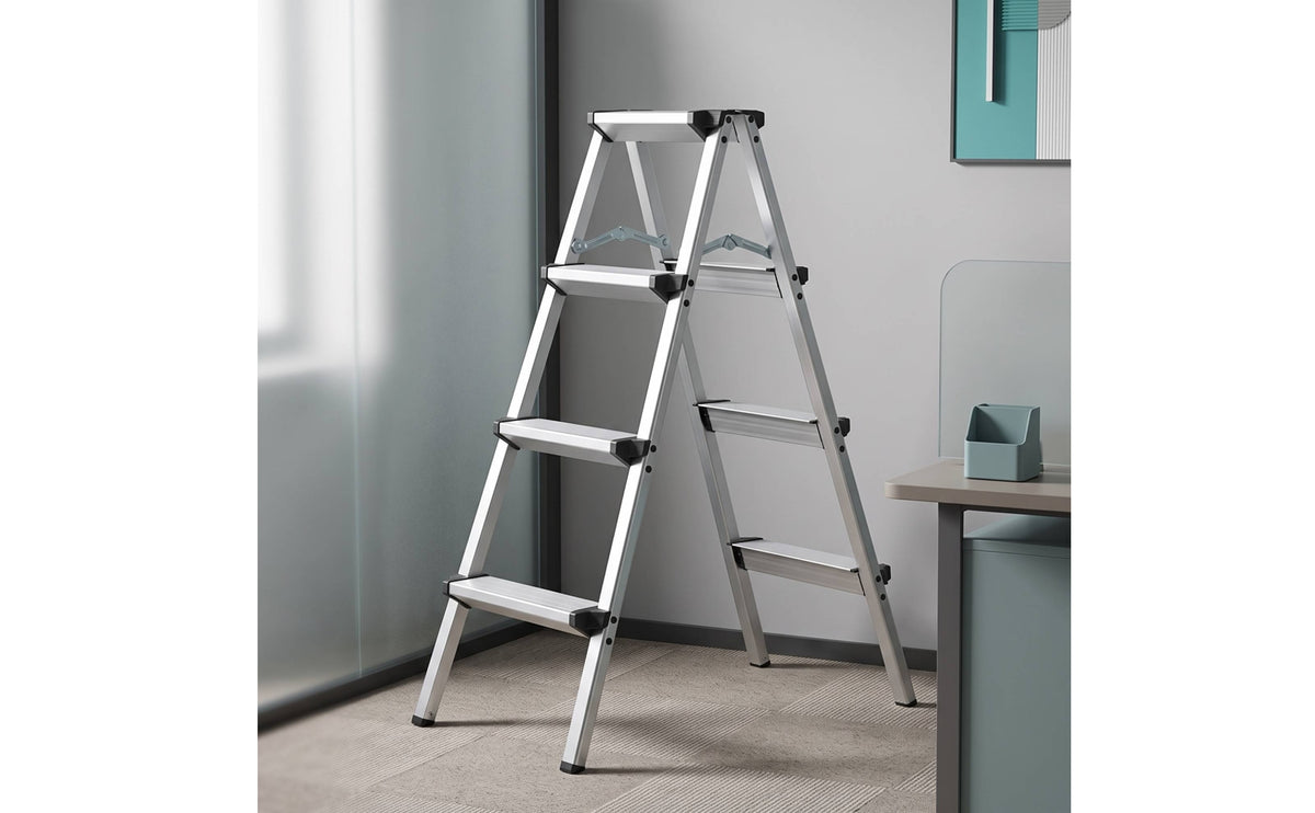 Double-Sided Ladder Stool with Wide Pedals Foldable Folding Ladder Sturdy Folding Step Stool Heavy Duty for Home, Apartment, Utility Room