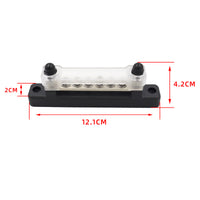 RV Marine 150A Busbar 6-Way Terminal Block with 6 Yellow Terminals, Straight Single Row with Transparent Cover
