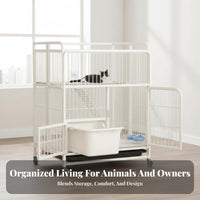 3-Tier Foldable Cat Kennel Integrated Litter Box Multi-Level Cat Crate Easy to Clean Sturdy Construction for Apartment Dwellers