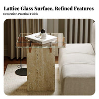 Pedestal Table Retro Design Grid-Support Pedestal Table Clear Tabletop Home Furnishing for Guesthouse Owners, Homeowners, Living Room, Entryway
