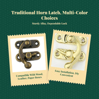 Hasp Lock, Vintage Bronze Clasp, Jewelry Box Latch, Decorative Hardware for Wooden Case, Cabinet, Organizer