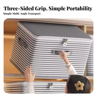 Striped Clothes Chest with Lock Reinforced Handles for Closet, Bedroom, Students