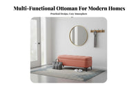 Modern Simple Design Bed End Storage Bench Solid Wood Frame End of Bed Bench Easy to Clean Upholstered Storage Ottoman Scratch Resistant for Families, Homeowners, Parents, Bedroom, Living Room, Hallway, Cloakroom