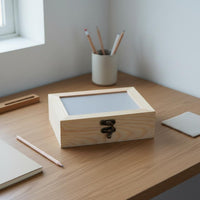 Wooden Box with Clear Lid Versatile Wood Box with Clear Lid Sleek Surface for Crafters, Home Decor