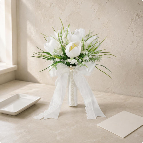 Artificial Blossom Arrangement Never Wilt House Decoration Lace Ribbon