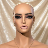 Mannequin Display Bust Skin-Toned-Toned Mannequin Head with Shoulders Shoulder Design Retail Model