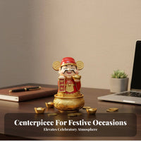 Brings Good Luck Chinese God of Wealth Statue Great Gift Idea Cai Shen Figurine Attracts Positive Energy for New Homeowners, Shop, Entryway