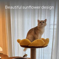 Sunflower Cat Tree with Space Capsule Condo, Wooden Tower