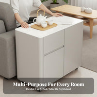 Mobile Tea Station Lacquer Finish Side Cabinet Space-Saving Lockable casters for Apartment Dwellers, Office Workers, Kitchen