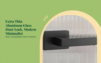 Extremely Narrow Aluminum Alloy Door Lock, Modern Handle for Bathroom, Bedroom, Glass Hinge Doors, Universal Installation