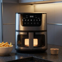 Nonstick Air Fryer Brushed Electronic Air Fryer Adjustable Temperature Cooker Presets for Kitchen
