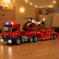 Vehicle Toys, Transport Truck with Toy Helicopter, Toy Cars for Kids 4-6 Years Old, Interactive Simulation Game