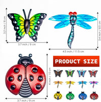 Iron Art Butterfly, Dragonfly, and Ladybug Wall Decor Set of 12