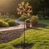 Wind Rotator Dynamic Rotation Rotating Flower Rotator Artistic Crafted Metalwork Yard Art for Outdoor
