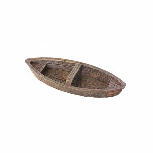 Miniature Floating Boat Realistic Wood Look Resin Boat Figurine