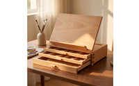 Wooden Tabletop Easel with Storage Compartments Portable Desktop Easel with Storage Foldable Art Supply Compact for Artists, Students, Hobbyists, Studio, Classroom