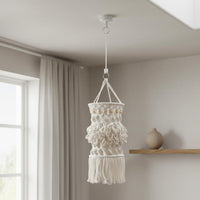 Nordic Inspired Macrame Lamp Shade Handmade Macrame Lampshade Handwoven Bohemian Hanging Lamp Shade Decorative Accent for Bedroom, Cafe