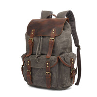 Waxed Canvas Backpack Retro Backpack with Leather Trim Classic Rucksack for Journeyers, Travel