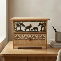 Wooden Desktop Cabinet Rectangular Countertop Organizer Box Solid Wood