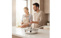 Stainless Steel Skillet with Lid Uncoated Stainless Steel Frying All-Cooktop Cooktop skillet with Lid for Home Cooks