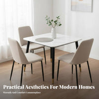 5 Pieces Square Pedestal Table with 4 Chairs Space-Saving Household Furniture Easy to Clean Stable Construction for Living Room