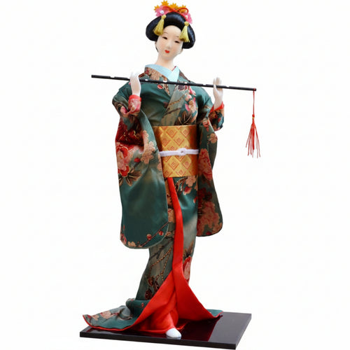 Japanese Geisha Figurine Textile Clothing Folk Ornament Handmade