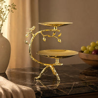 Double Layer Fruit Tray Electroplated Double Layer Fruit Basket Modern Design Household Storage for Hotel, Showroom